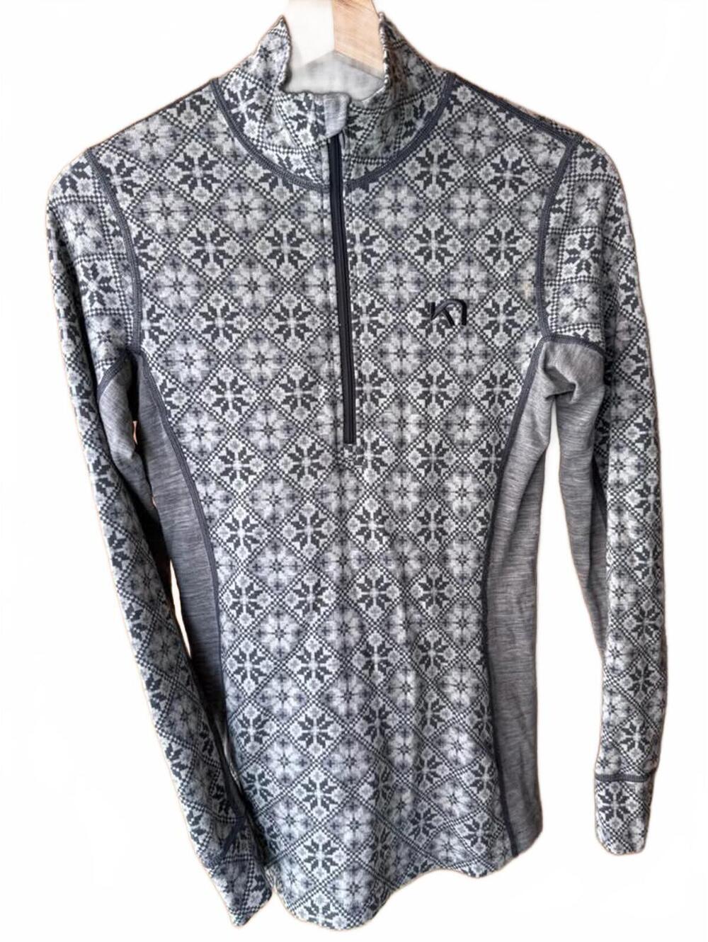 Women’s Kari Traa Print Wool Baselayer Ski Snowboard Shirt Medium